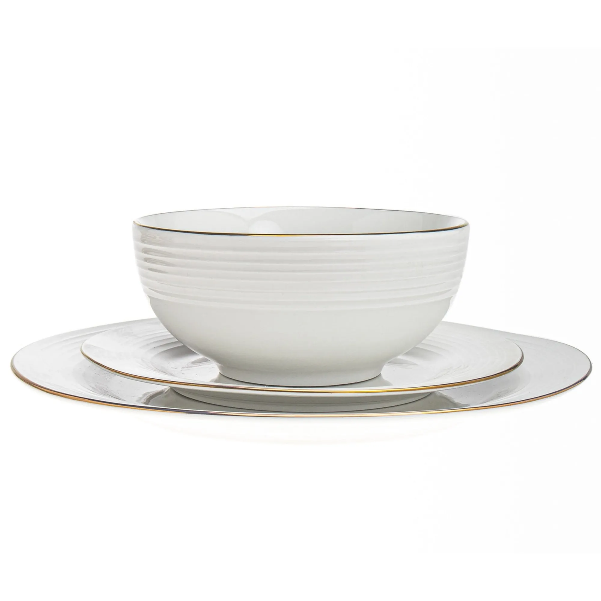 Online Godinger Saba Porcelain Gold Rim 18 Piece Dinnerware Set, Service For 6