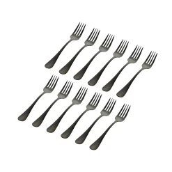 New Godinger Salem Matte Black 18/0 Stainless Steel Salad Fork, Set of 12