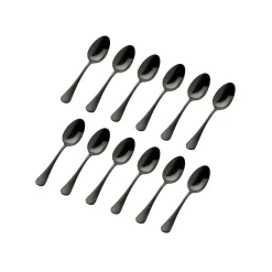 Discount Godinger Salem Matte Black 18/0 Stainless Steel Teaspoon, Set of 12