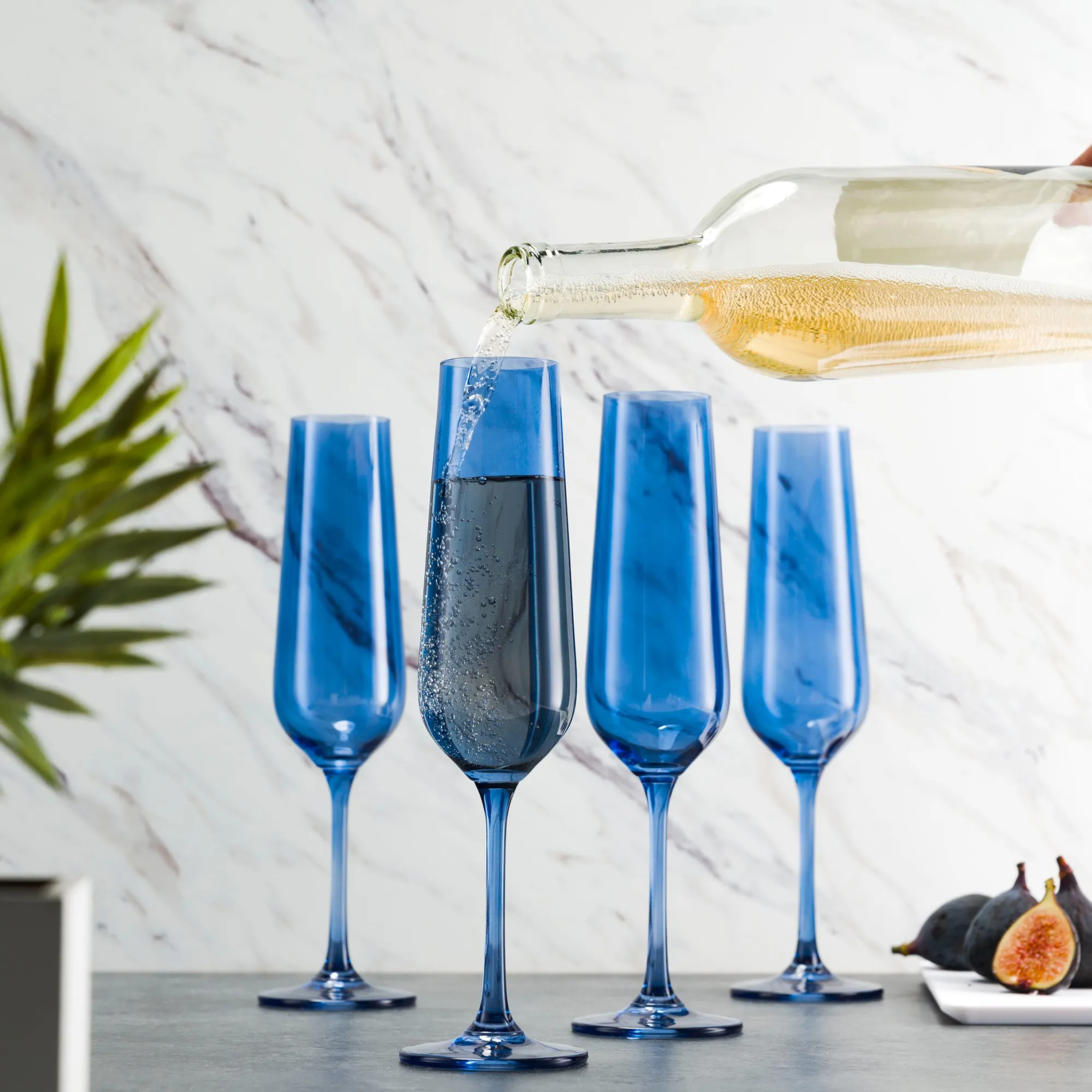 Best Godinger Sheer Blue Flute, Set of 4