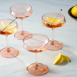 Discount Godinger Sheer Coral Champagne Coupe, Set of 4