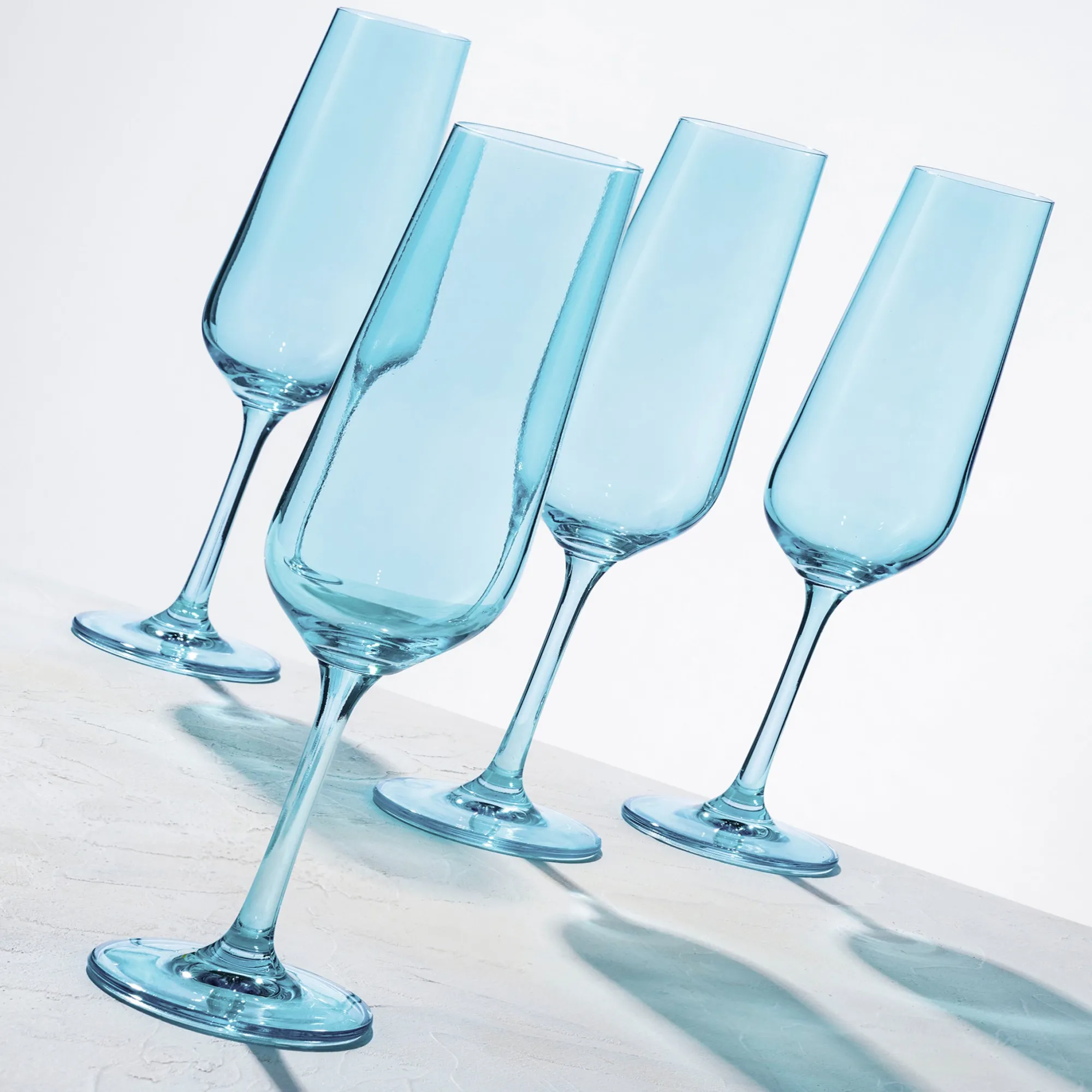 Best Godinger Sheer Light Blue Flute, Set of 4