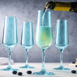 Best Godinger Sheer Light Blue Flute, Set of 4