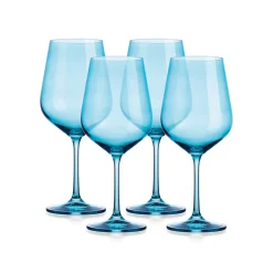 Clearance Godinger Sheer Light Blue Red Wine Glass, Set of 4
