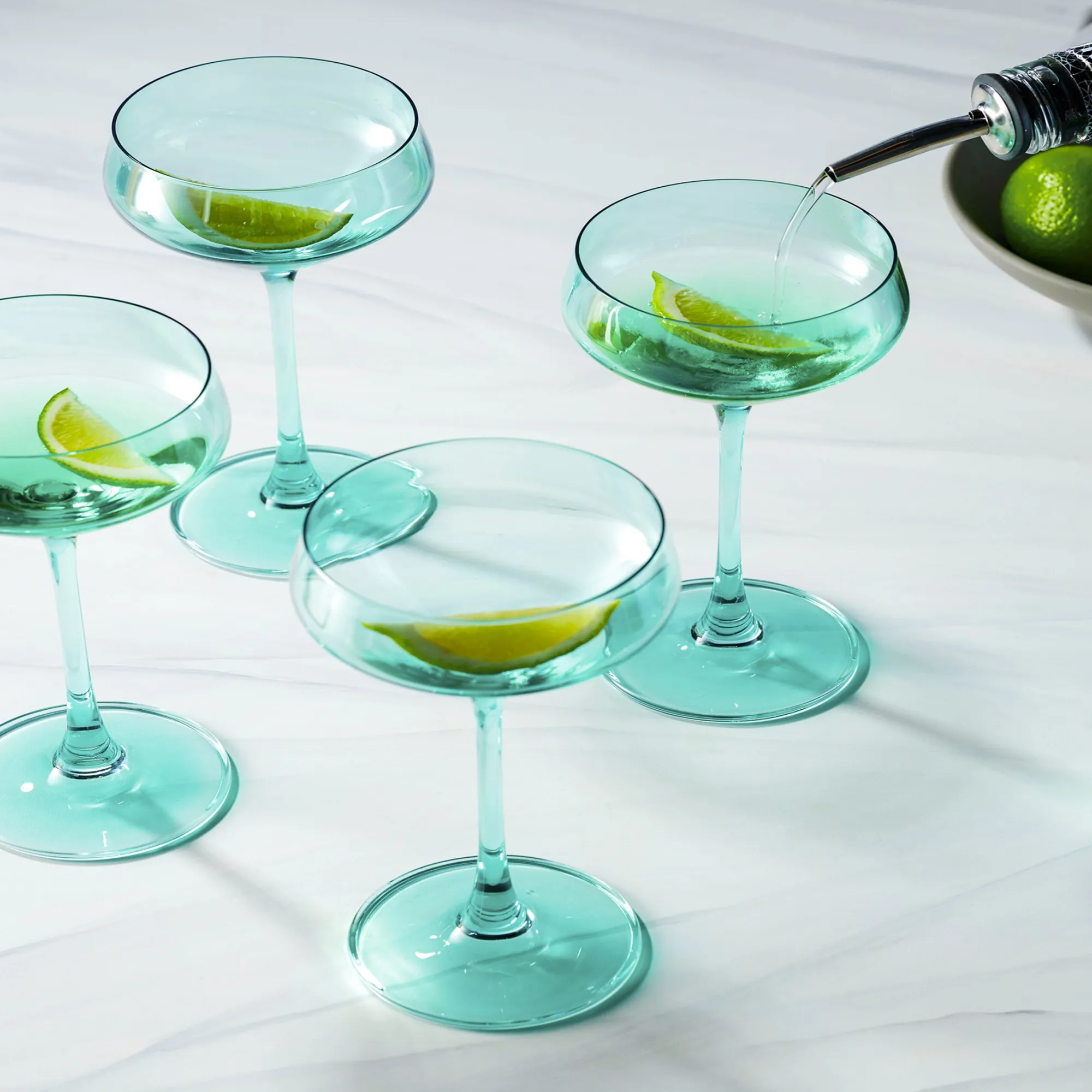 Godinger Sheer Light Green Champagne Coupe, Set of 4