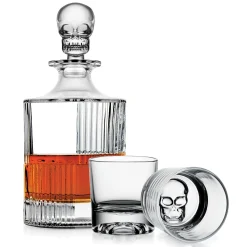 Sale Godinger Skull 3 Piece Round Whiskey Decanter Set
