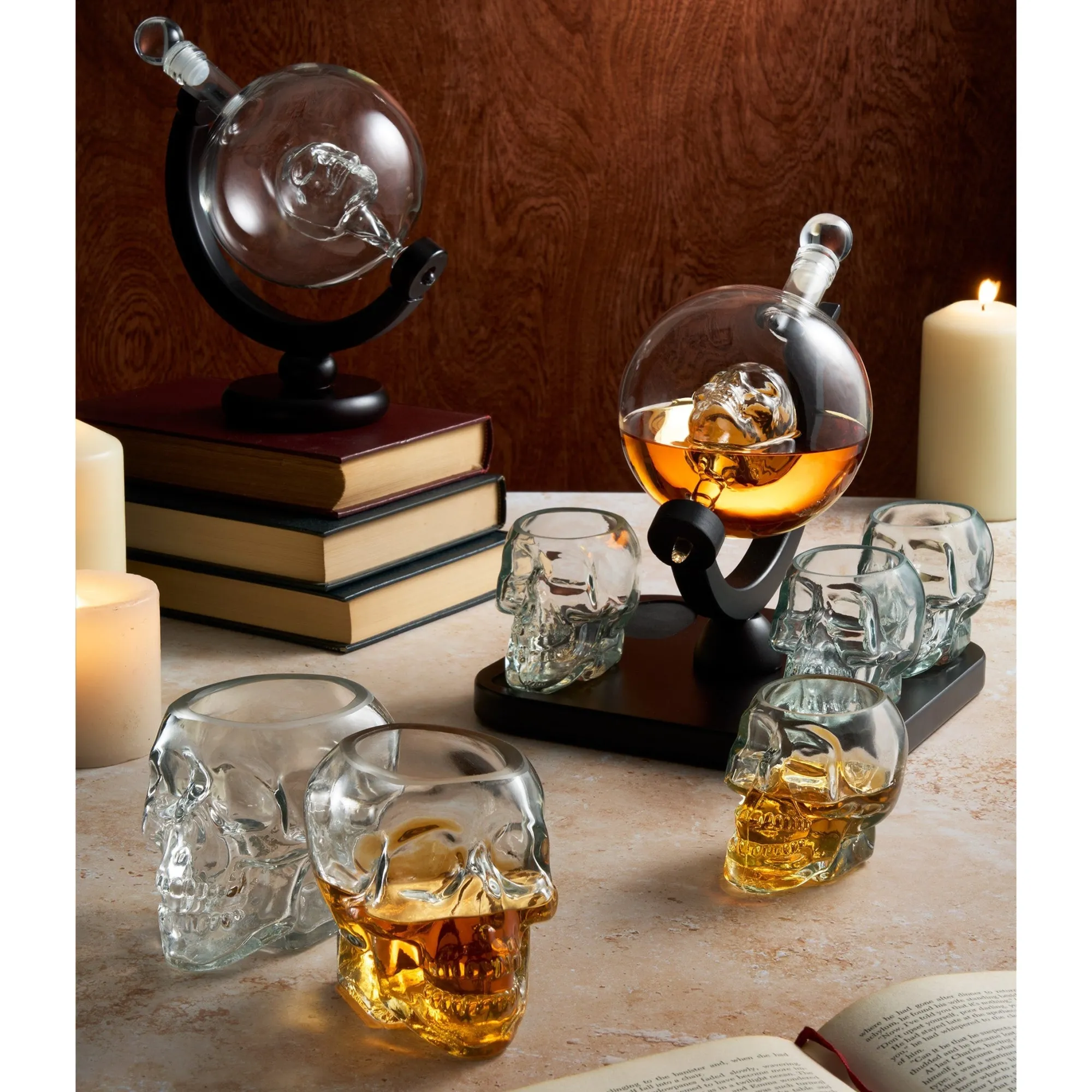 Clearance Godinger Skull 5 Piece Whiskey Decanter Set