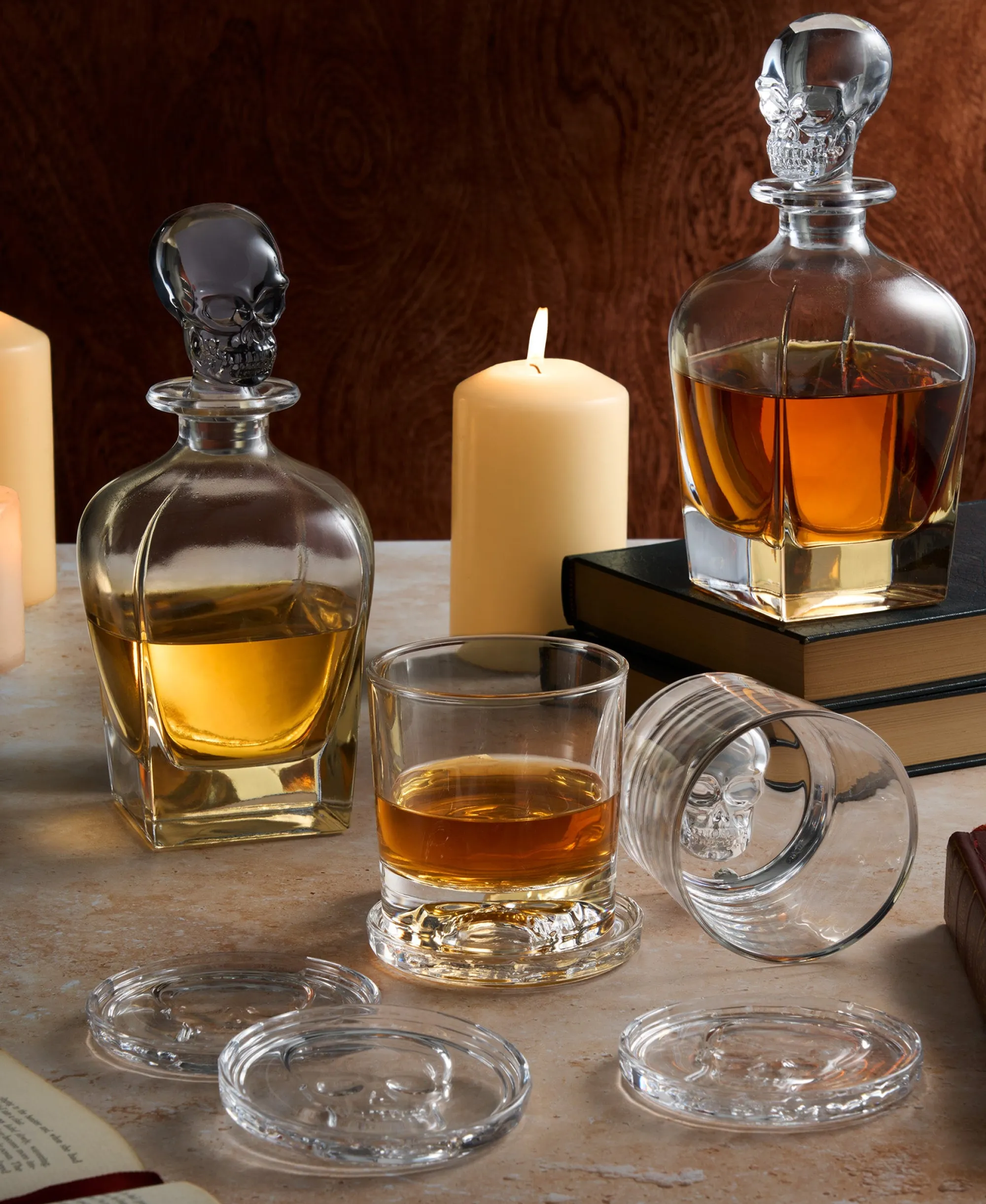 New Godinger Skull Stackable Coaster Set