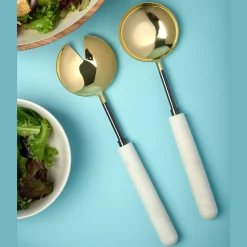 Godinger Snowy Marble Salad Server Set