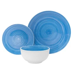 Outlet Godinger Spiral Blue Porcelain 12 Piece Dinnerware Set, Service For 4