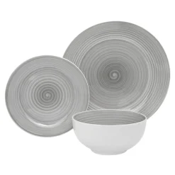 Online Godinger Spiral Grey Porcelain 12 Piece Dinnerware Set, Service For 4