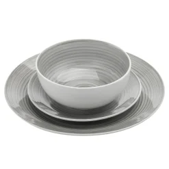Online Godinger Spiral Grey Porcelain 12 Piece Dinnerware Set, Service For 4