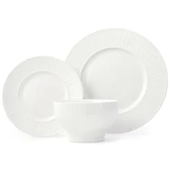Godinger Starburst Porcelain 12 Piece Dinnerware Set, Service For 4