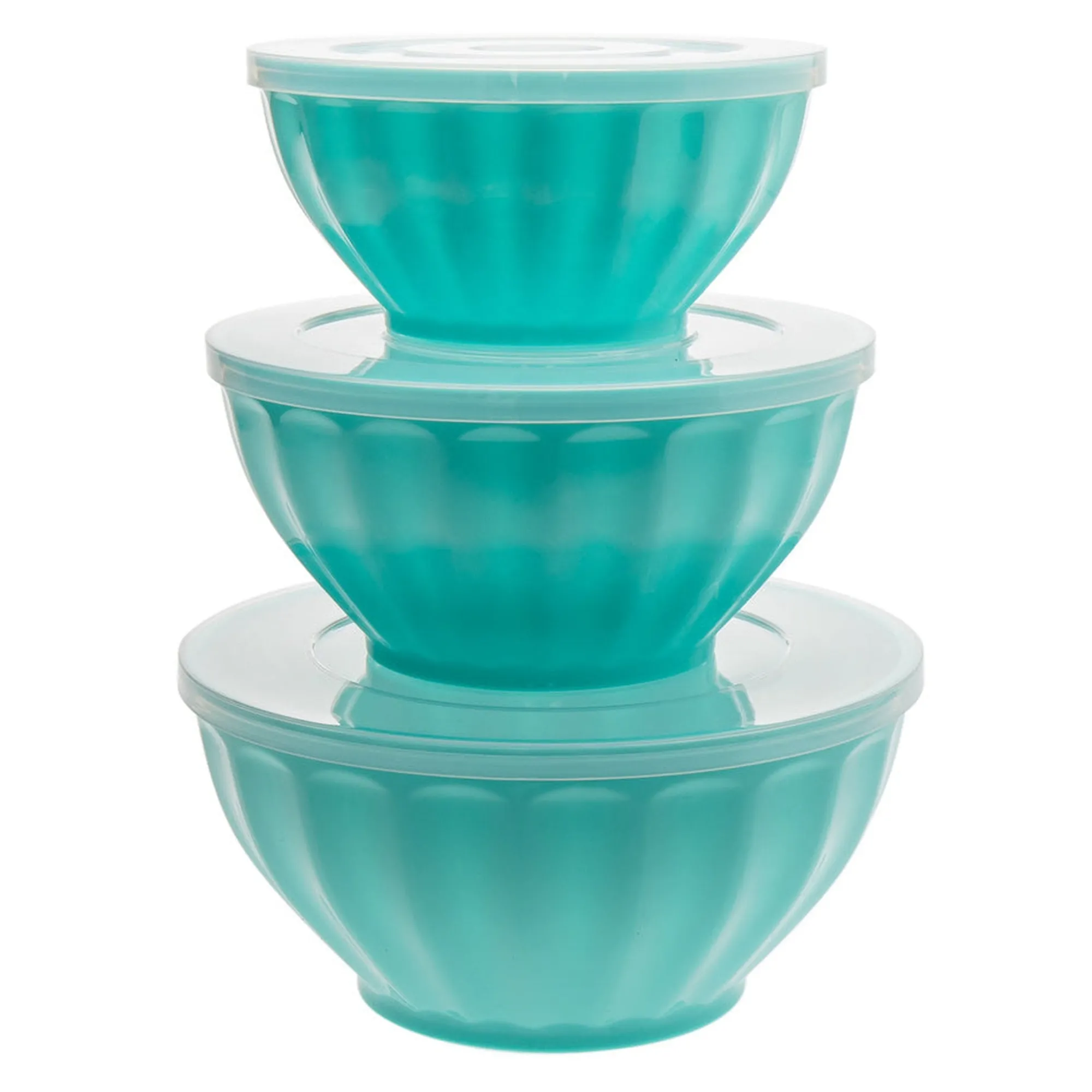 Discount Godinger Teal Fluted 3 Piece Storage Bowl Set