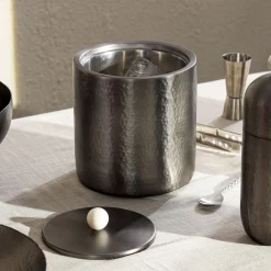 New Godinger Temari Hammered Gunmetal Ice Bucket
