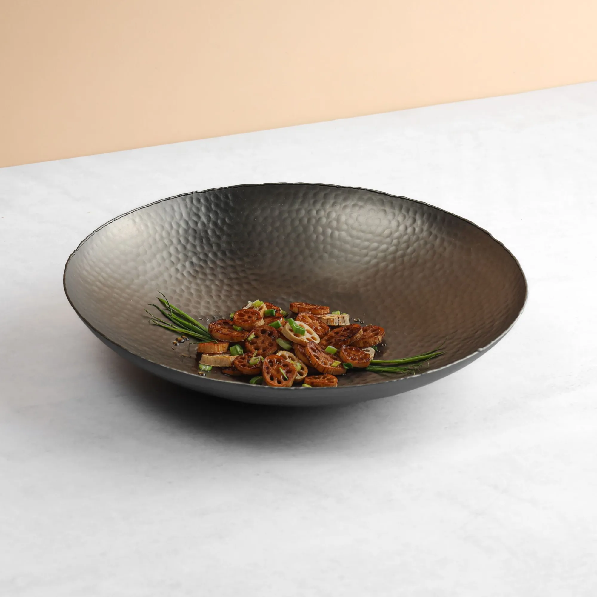 Hot Godinger Temari Hammered Gunmetal Round Platter