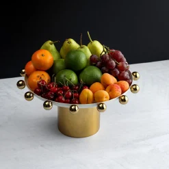 Discount Godinger Temari White & Gold Footed Cake Stand