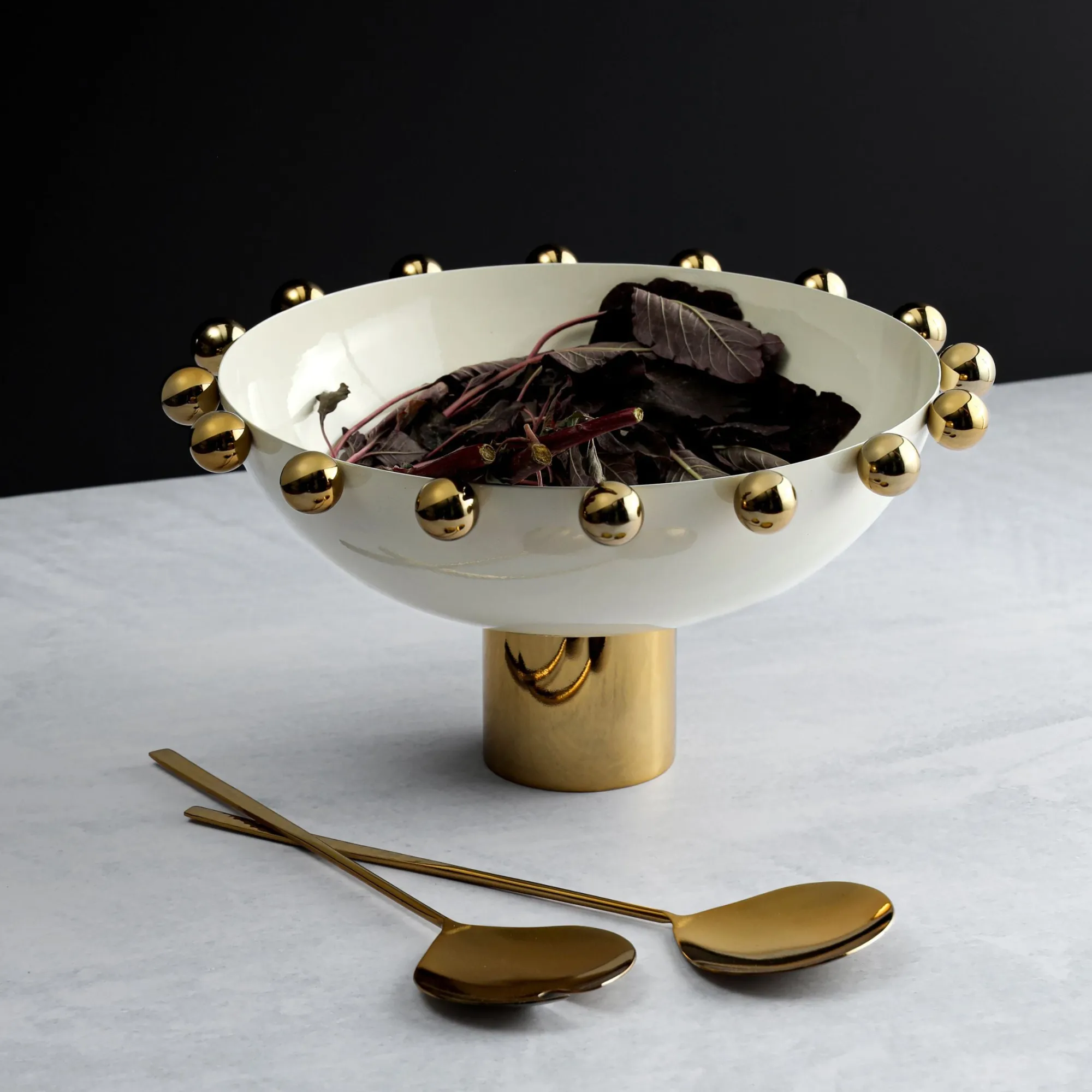 Best Godinger Temari White & Gold Footed Salad Bowl