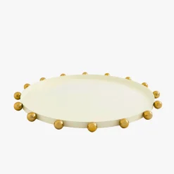 Sale Godinger Temari White & Gold Round Serving Tray