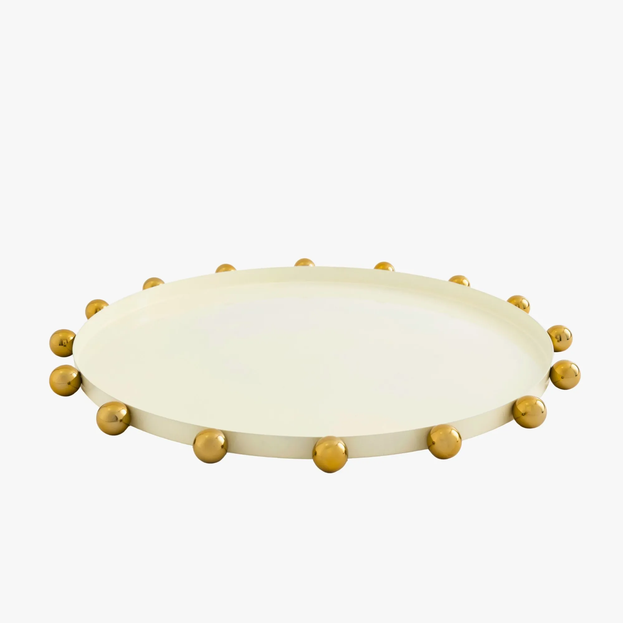 Sale Godinger Temari White & Gold Round Serving Tray