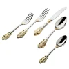 Online Godinger 20th Century Baroque Accented 24kt Gold Plated 18/10 Stainless Steel 20 Piece Flatware Set, Service For 4