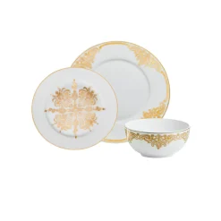 New Godinger 20th Century Baroque Bone China 12 Piece Dinnerware Set, Service for 4