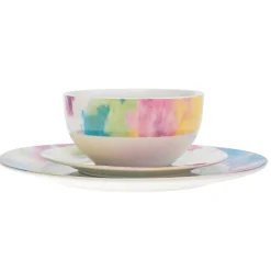 Clearance Godinger Tie Dye Multicolor Porcelain 16 Piece Dinnerware Set, Service For 4