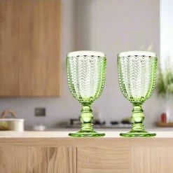 Discount Godinger Twill Green Goblet, Set of 4