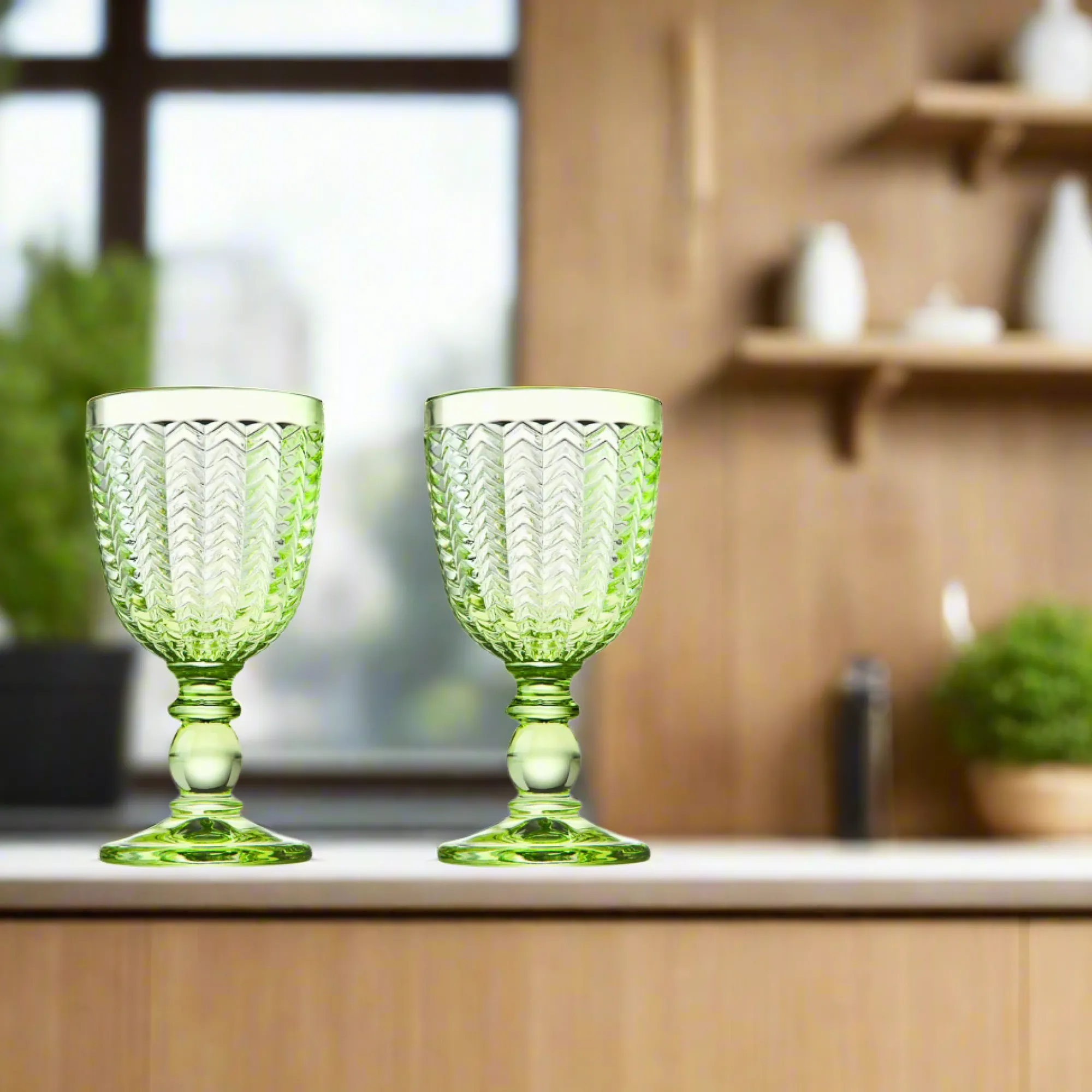 Godinger Twill Green White Wine, Set of 4