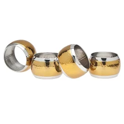 Online Godinger Two Toned Hammered Napkin Ring Set