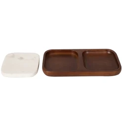 Godinger Variks Wood & Marble Coaster Appetizer