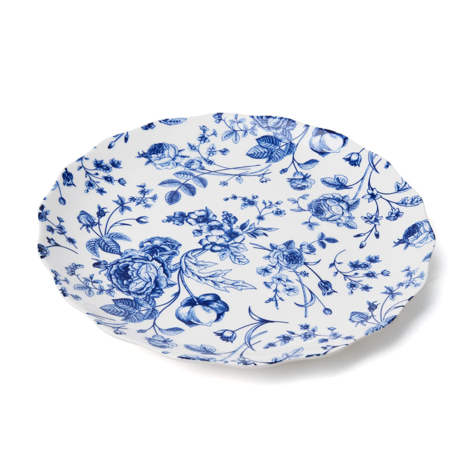 Hot Godinger Vintage Bluetiful Floral Scalloped Dinner Plate