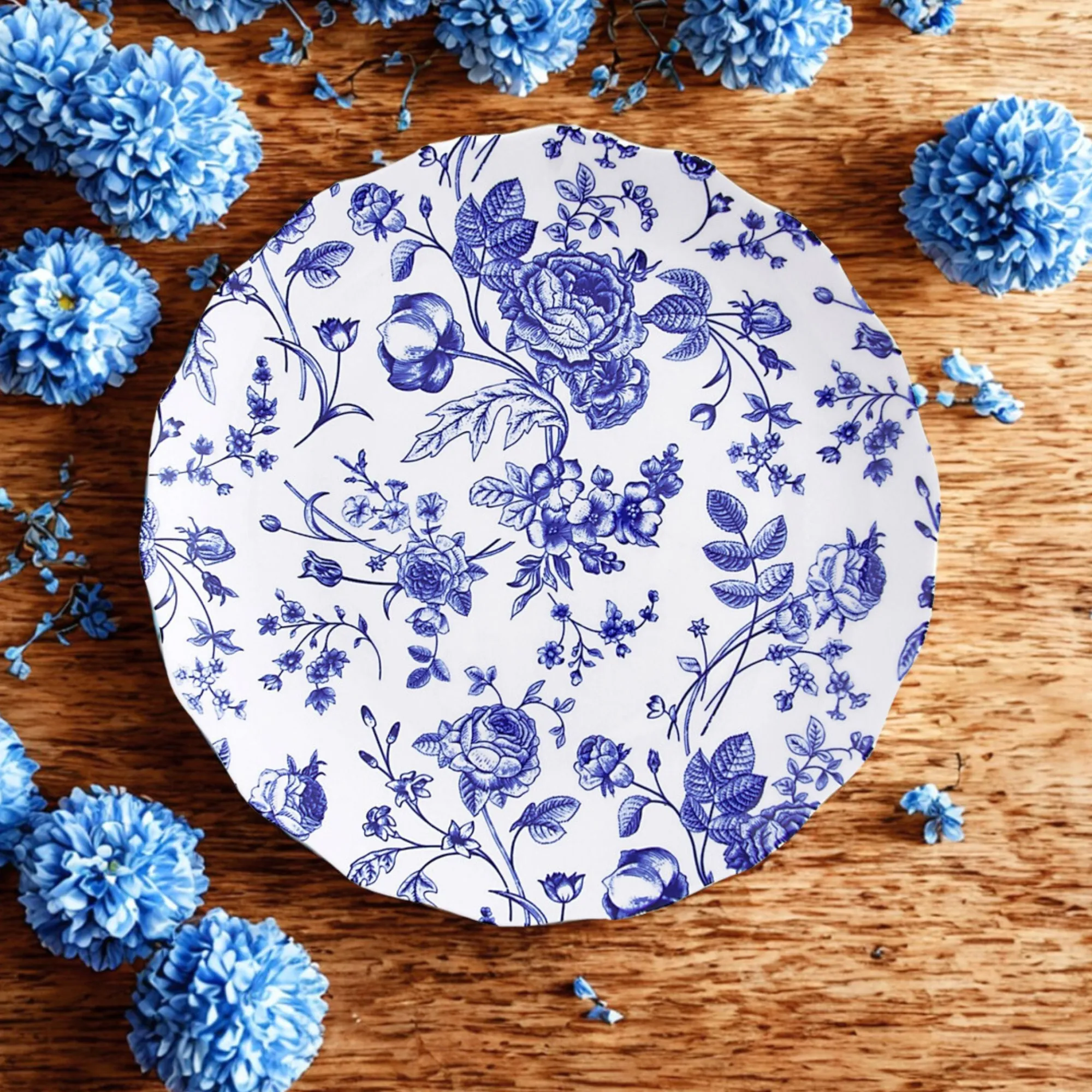 Hot Godinger Vintage Bluetiful Floral Scalloped Dinner Plate