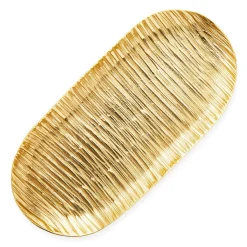 New Godinger Wadi Gold Textured Oval Tray
