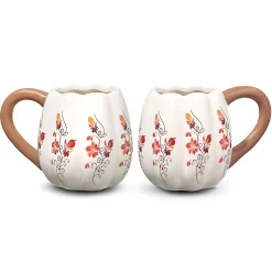New Godinger White Pumpkin Coffee Mug, Set of 2