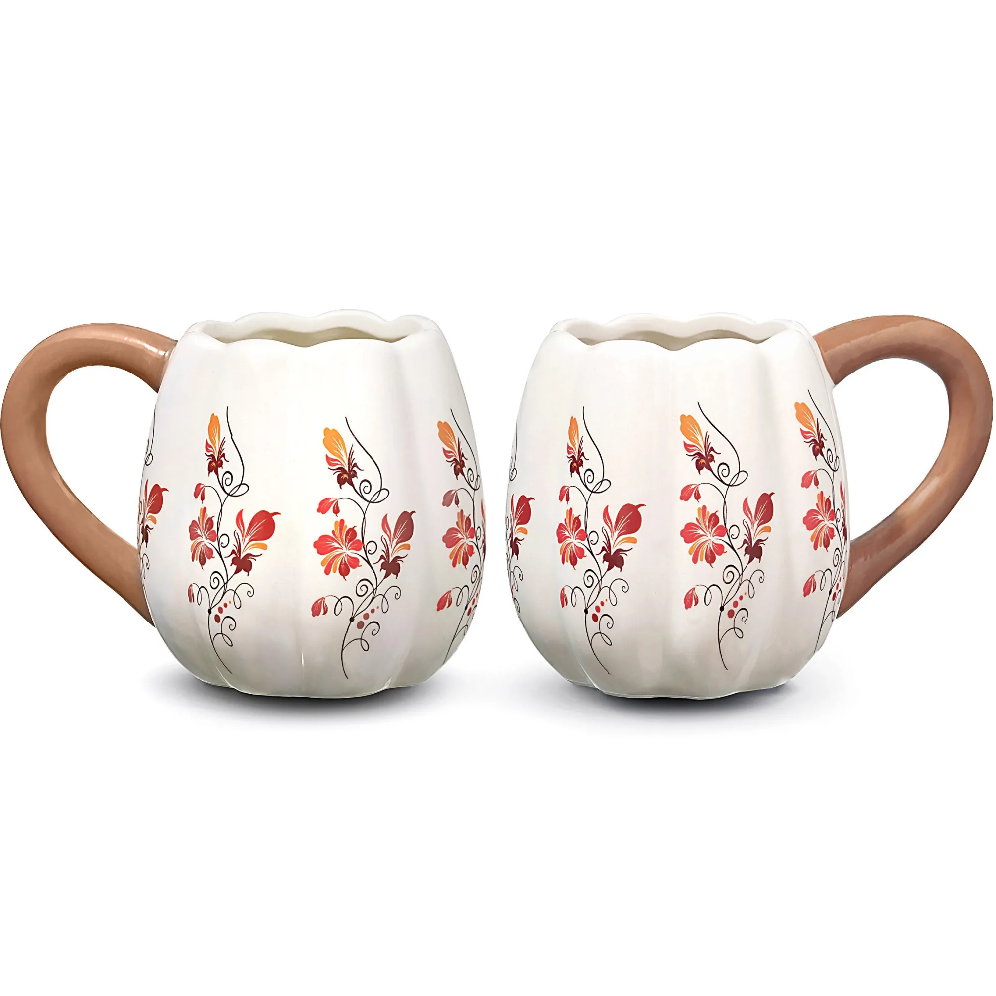 New Godinger White Pumpkin Coffee Mug, Set of 2