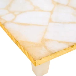 Outlet Godinger White Quartz Gold Edge Raised Challah Board